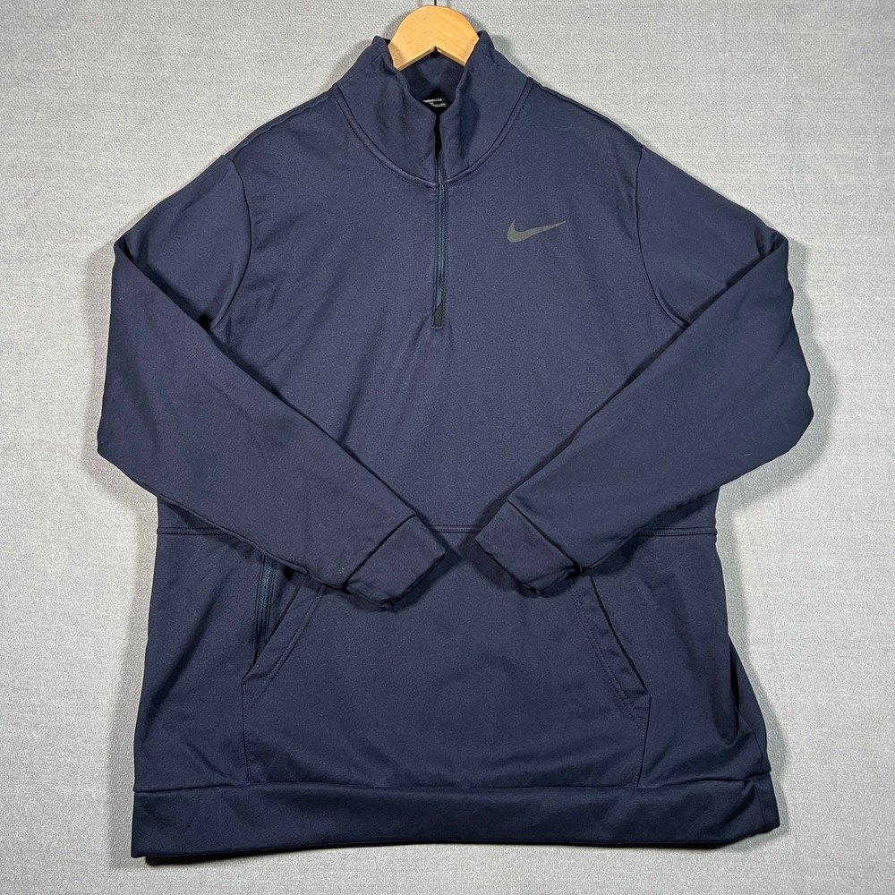 Nike Dri-Fit Standard Fit 1/4 Zip Pullover Jacket Mens XXL Navy Blue Polyester